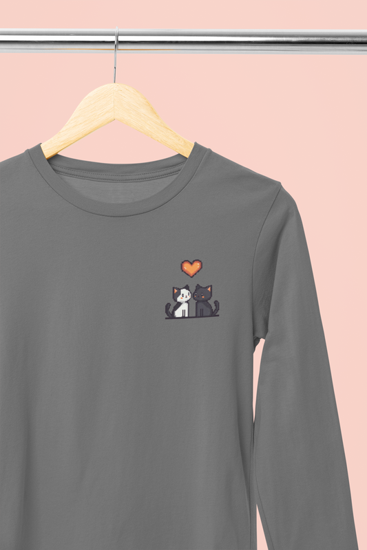 Pixel Pawfect Love Pocket Style Long Sleeve Tee