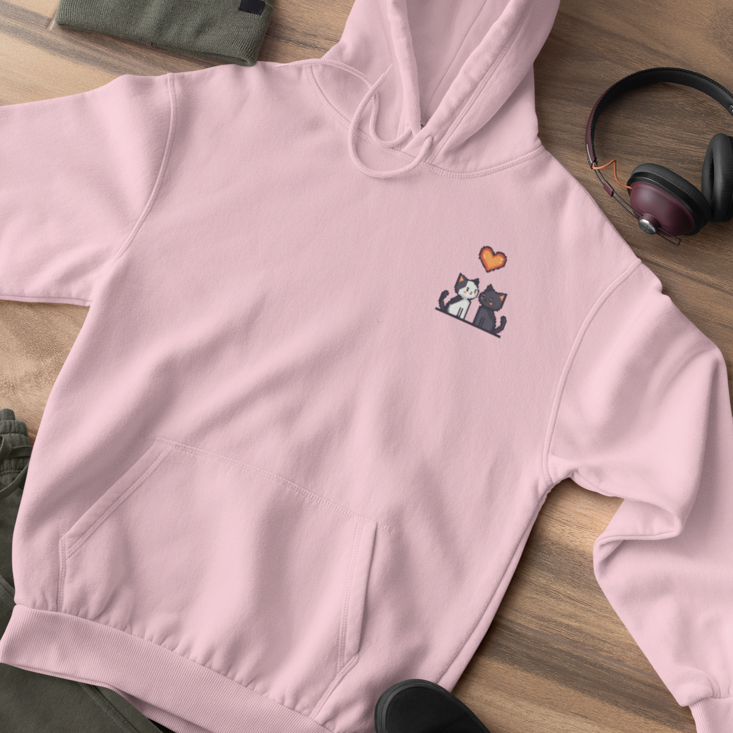 Pixel Pawfect Love Pocket Style Hoodie