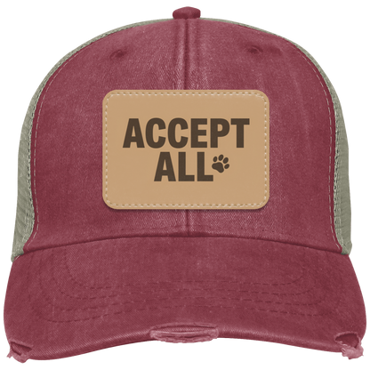 Nautical Red: Accept All patch hat in nautical red, funny code review humor cap with paw print