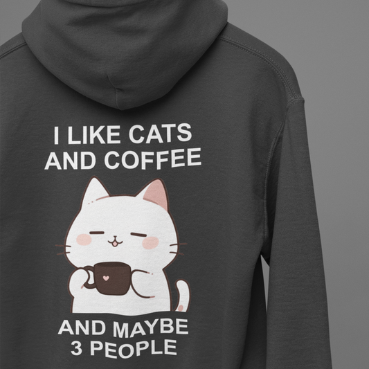 I Like Cats and Coffee and Maybe 3 People Hoodie