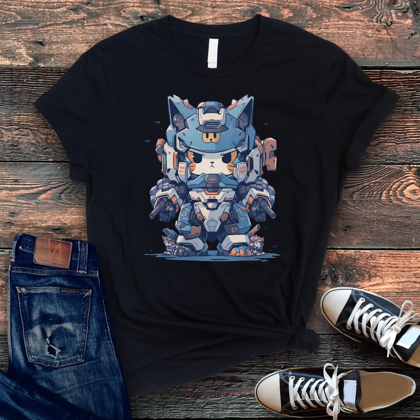 Azure Samurai Robo-Cat Tee