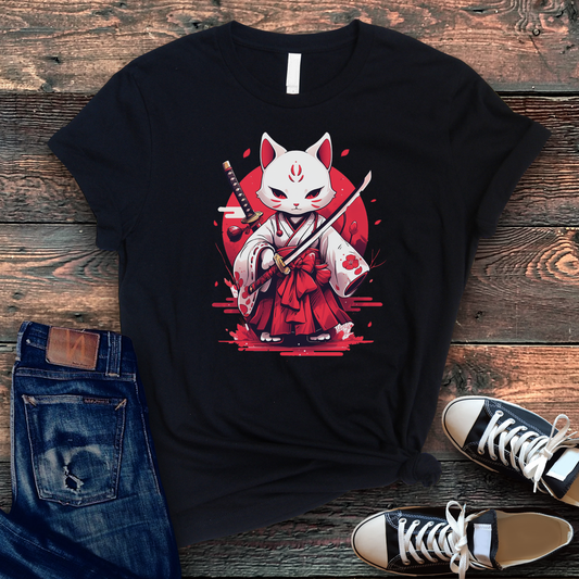 White Ronin Cat T-Shirt