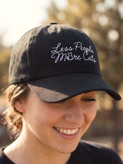 Less People More Cats Embroidered Hat - Cat Lover Cap