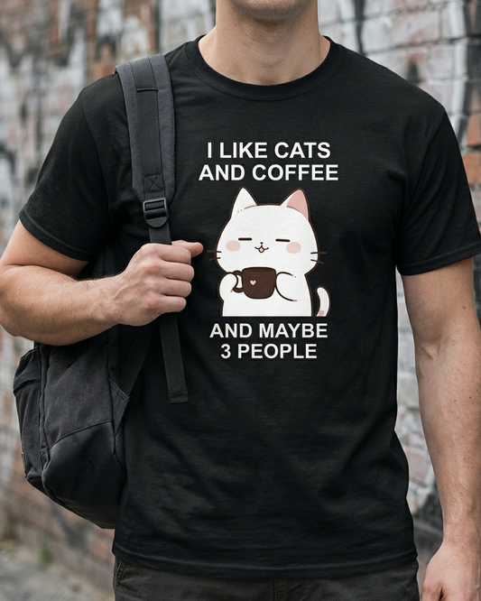 I Like Cats and Coffee and Maybe 3 People T-shirt
