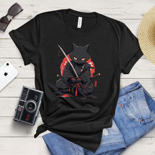 Shadow Samurai: Black Cat Warrior T-Shirt