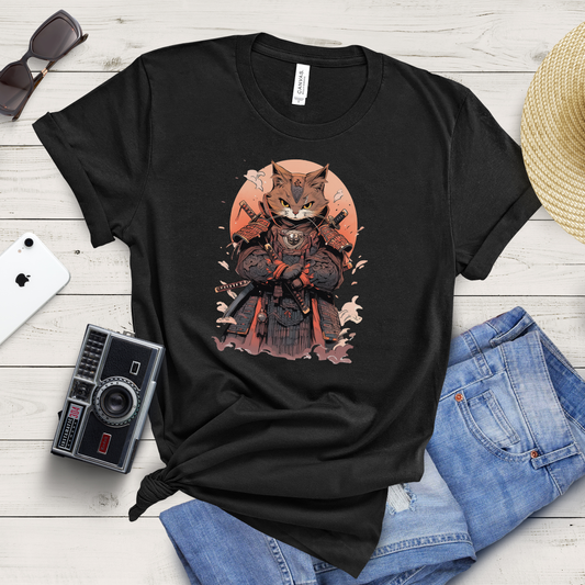 Black Cat Samurai T-Shirt: Embrace the Feline Warrior Spirit!