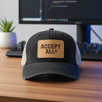 Accept All Trucker Hat | Vegan Leather Patch Cap for AI-Era Developers