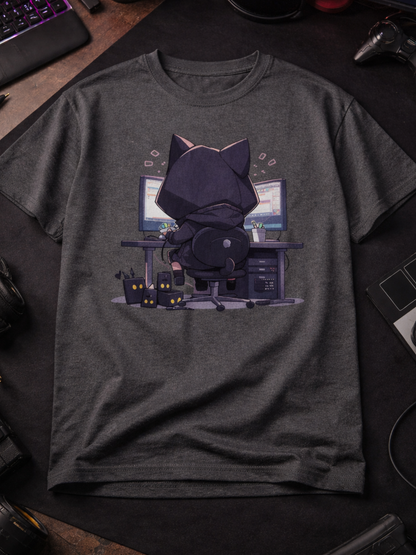 Geek Cat Hacker T-Shirt: Purr-fectly Nerdy & Mysteriously Cool!