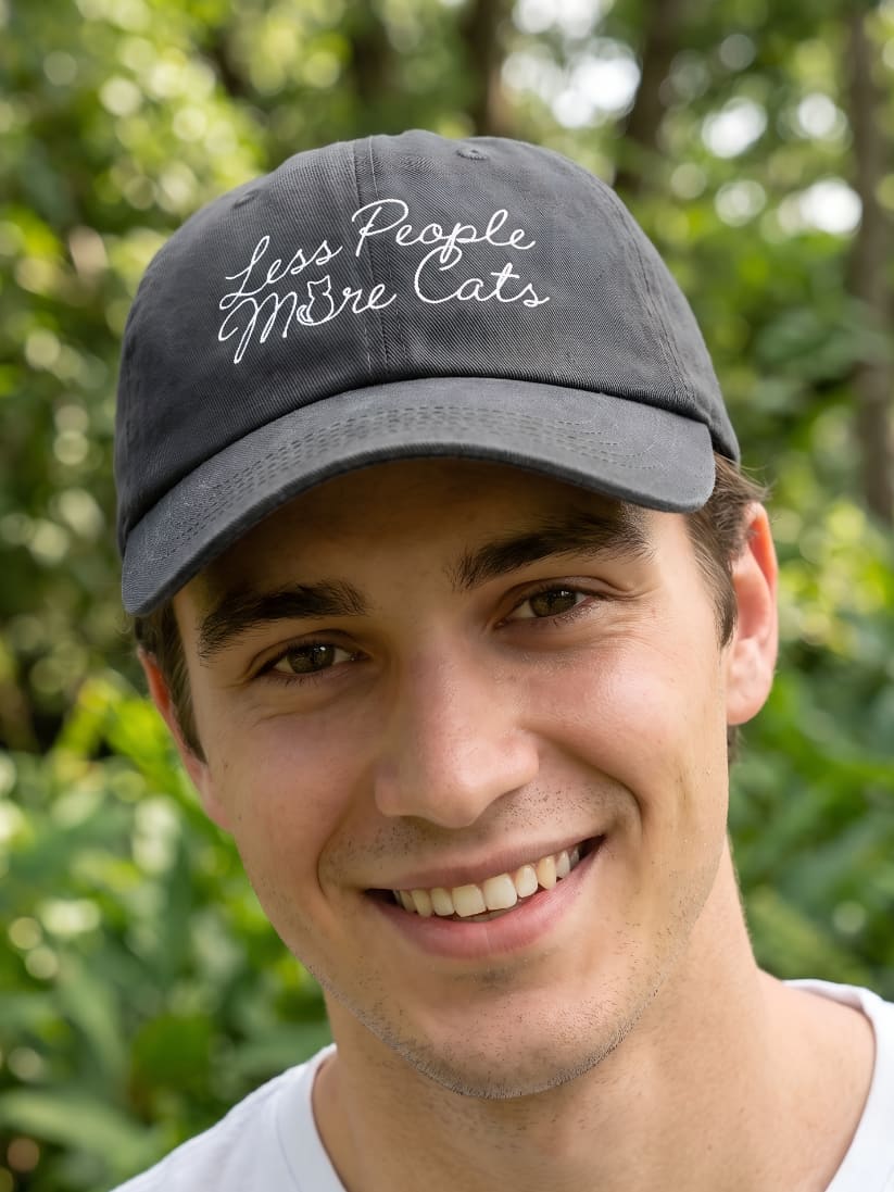 Less People More Cats Embroidered Hat - Cat Lover Cap