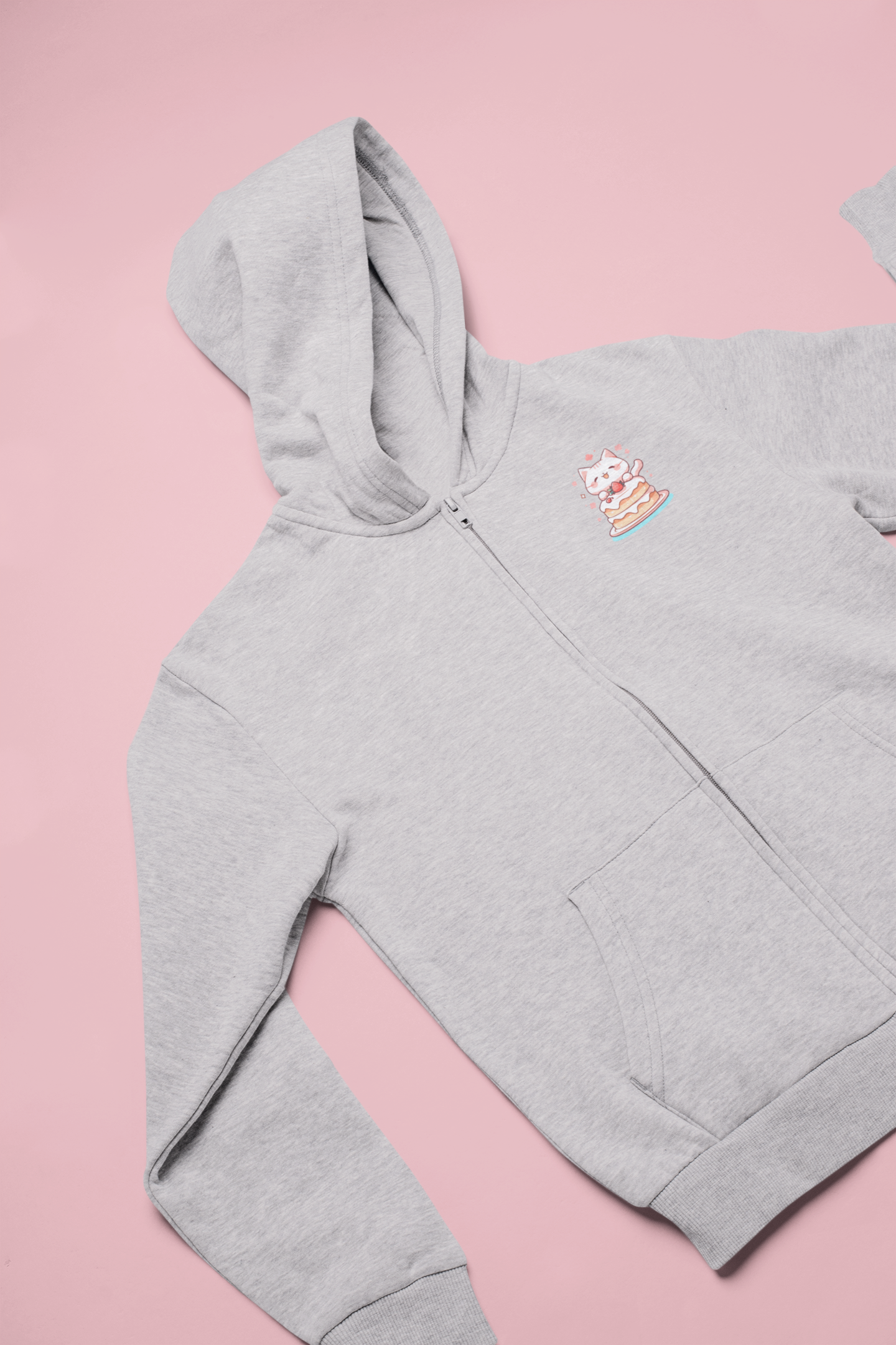 Strawberry Cake Cat Zip Hoodie