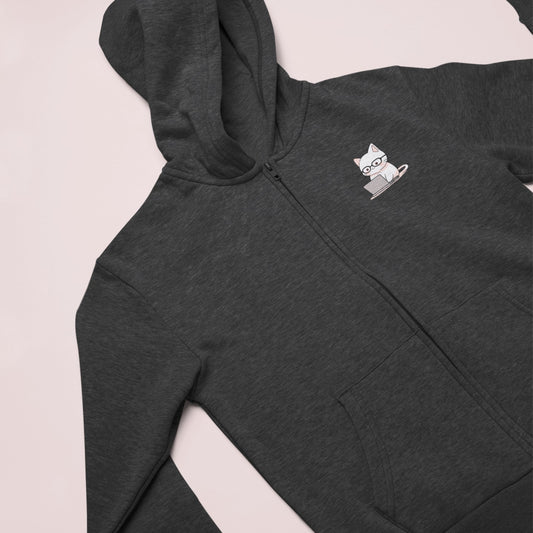 Nerd-Mode Engaged: The Geeky Cat Zip Hoodie