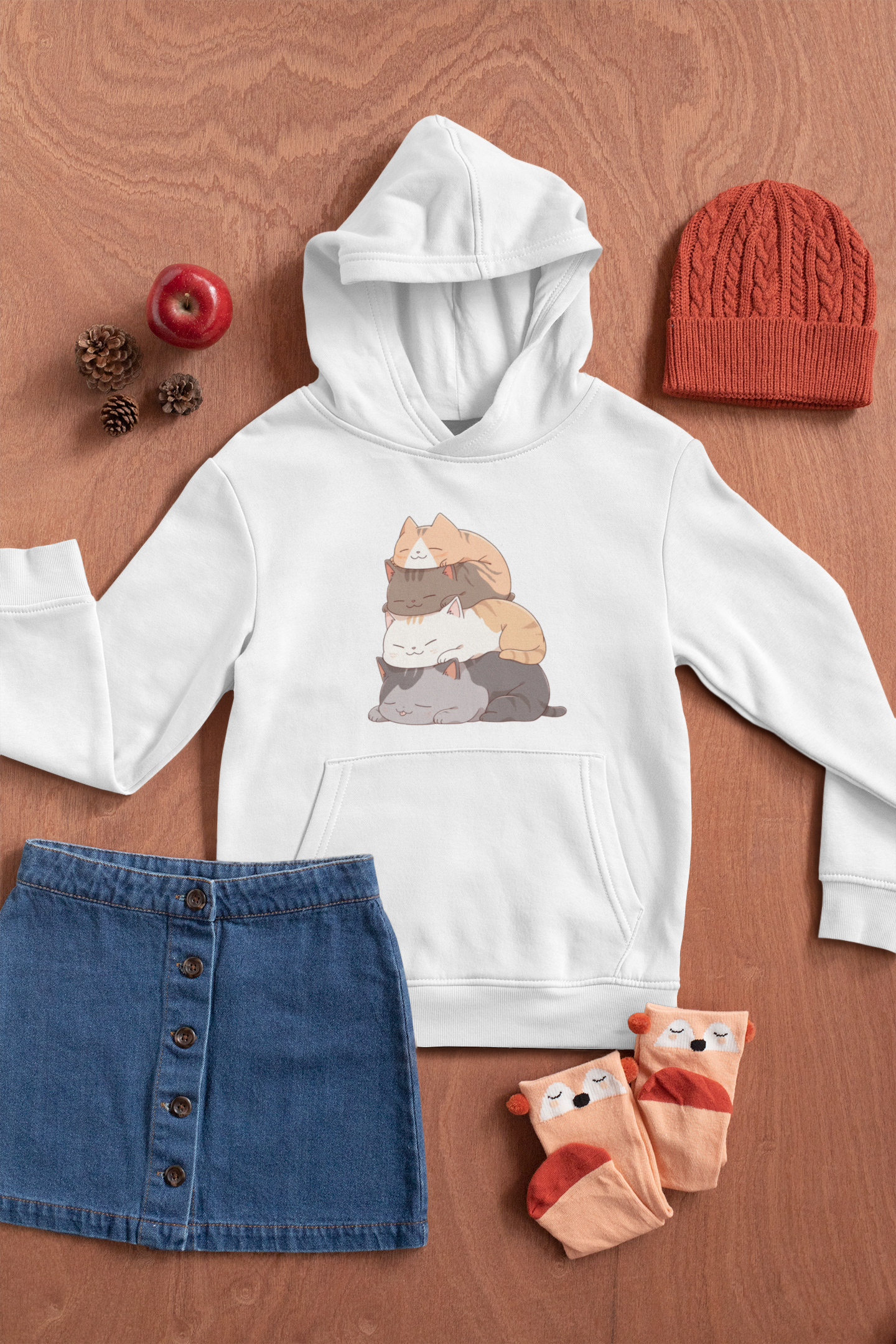 Kawaii Purrfect Pile-Up Hoodie