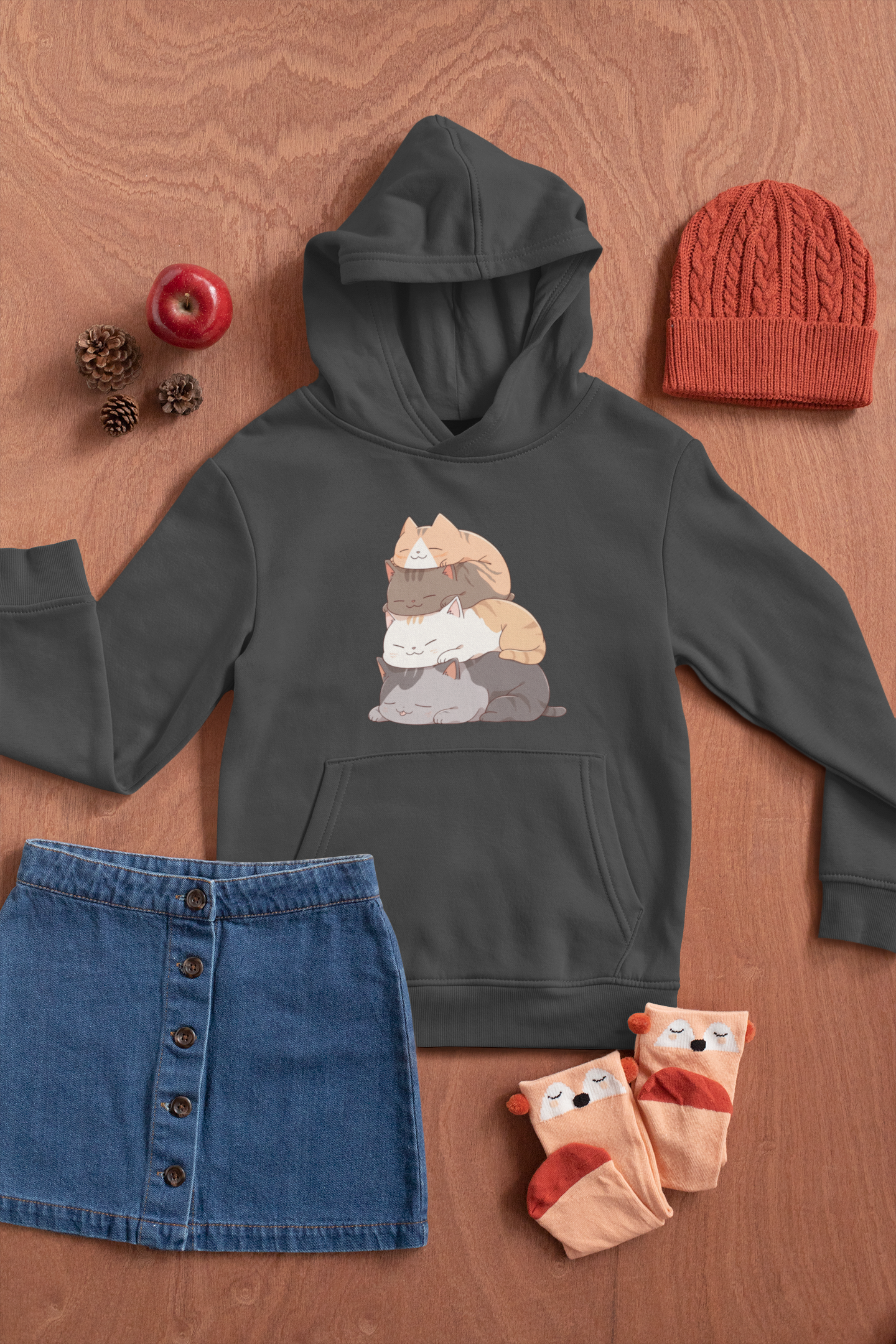 Kawaii Purrfect Pile-Up Hoodie