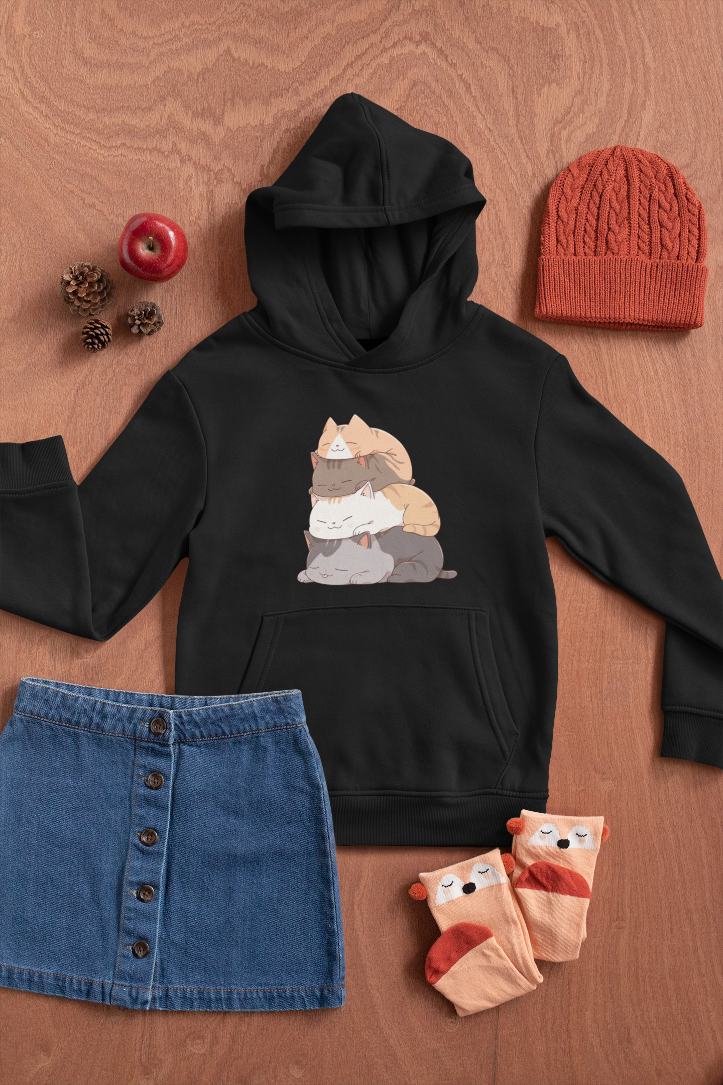 Kawaii Purrfect Pile-Up Hoodie