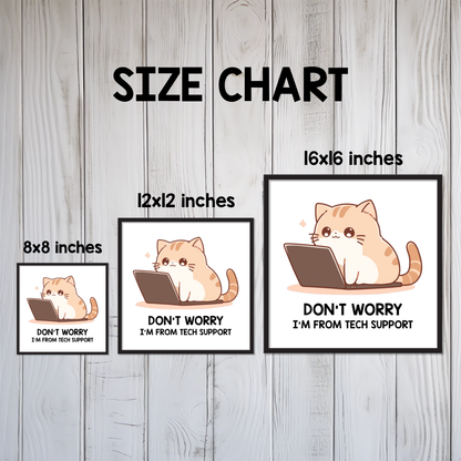 Tech Support Kitty Framed Canvas Wall Art