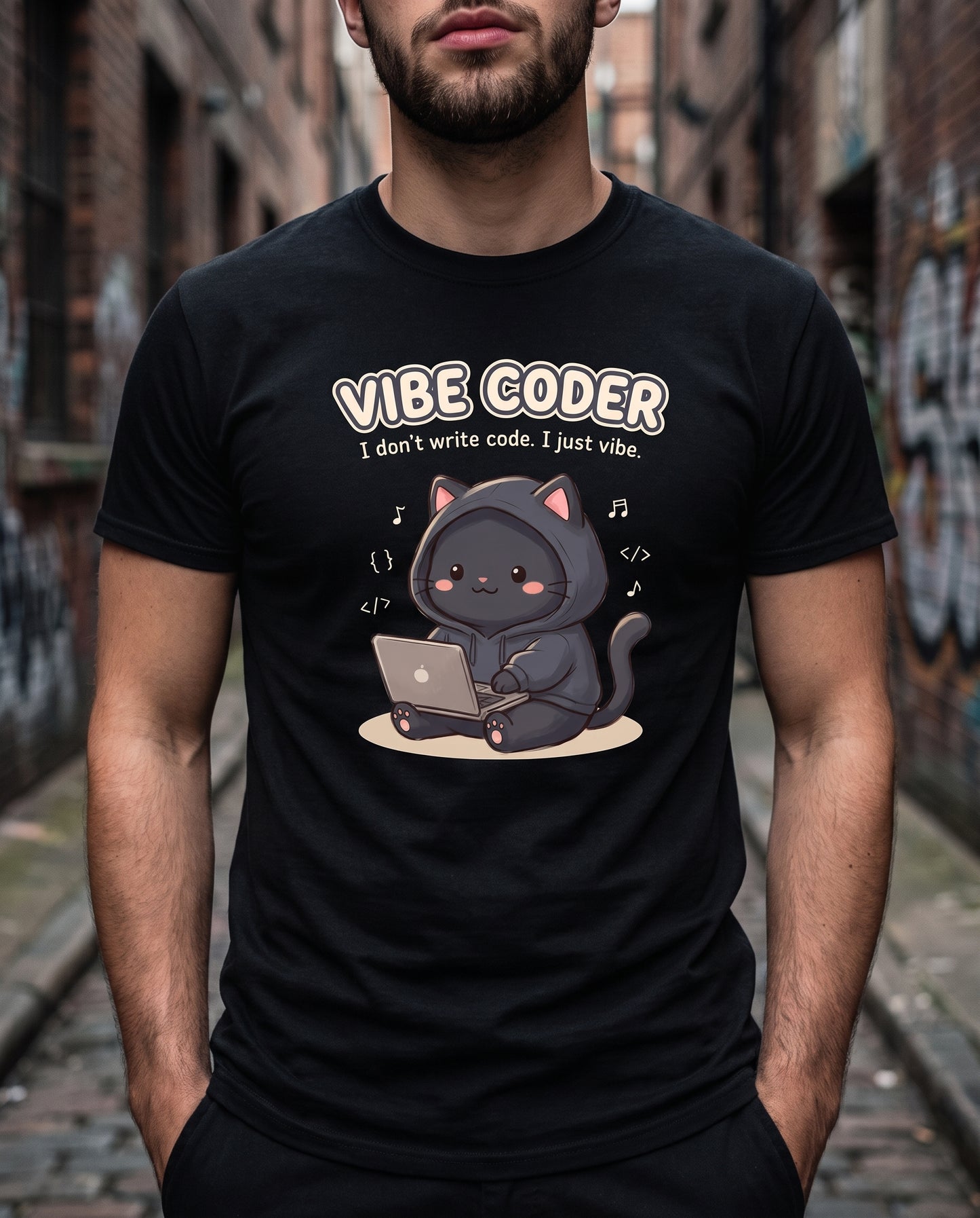 Vibe Coder Cat T-Shirt - Funny Coding Cat Shirt