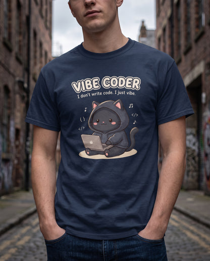 Vibe Coder Cat T-Shirt - Funny Coding Cat Shirt