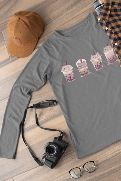 Boba Cat Party Long Sleeve Tee