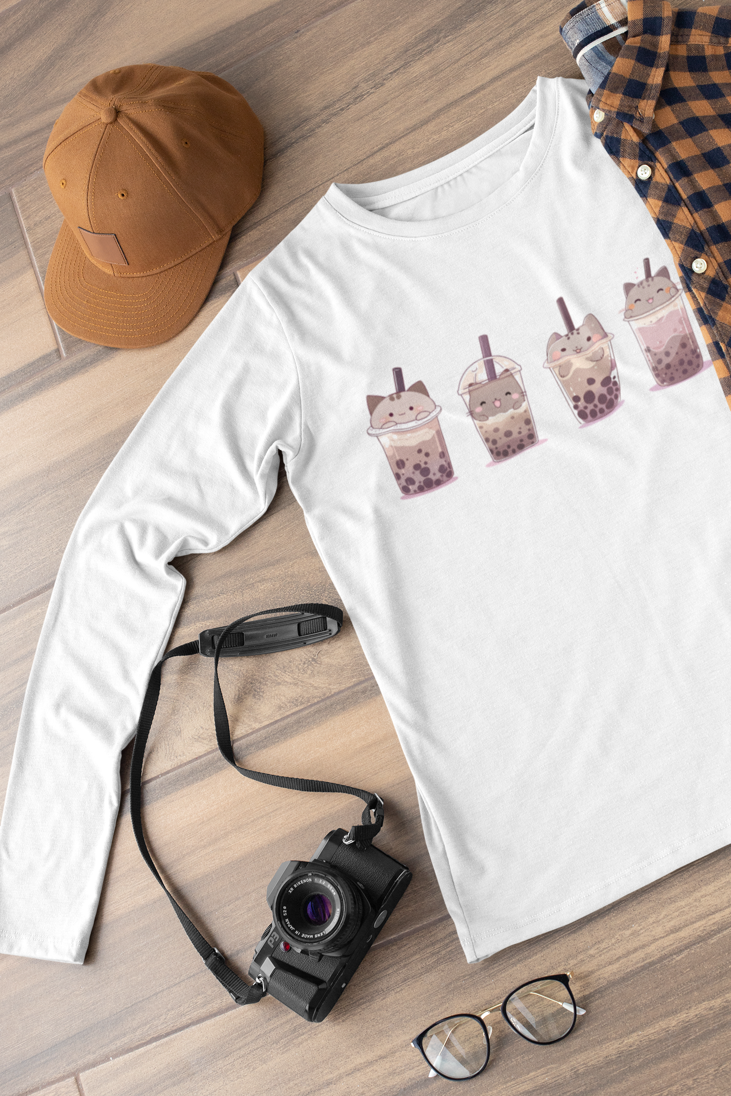 Boba Cat Party Long Sleeve Tee