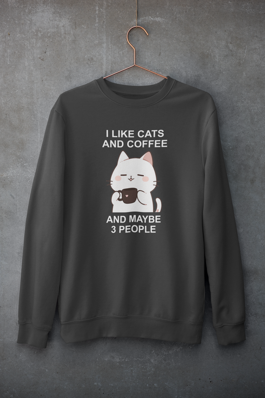 I Like Cats and Coffee and Maybe 3 People Sweatshirt