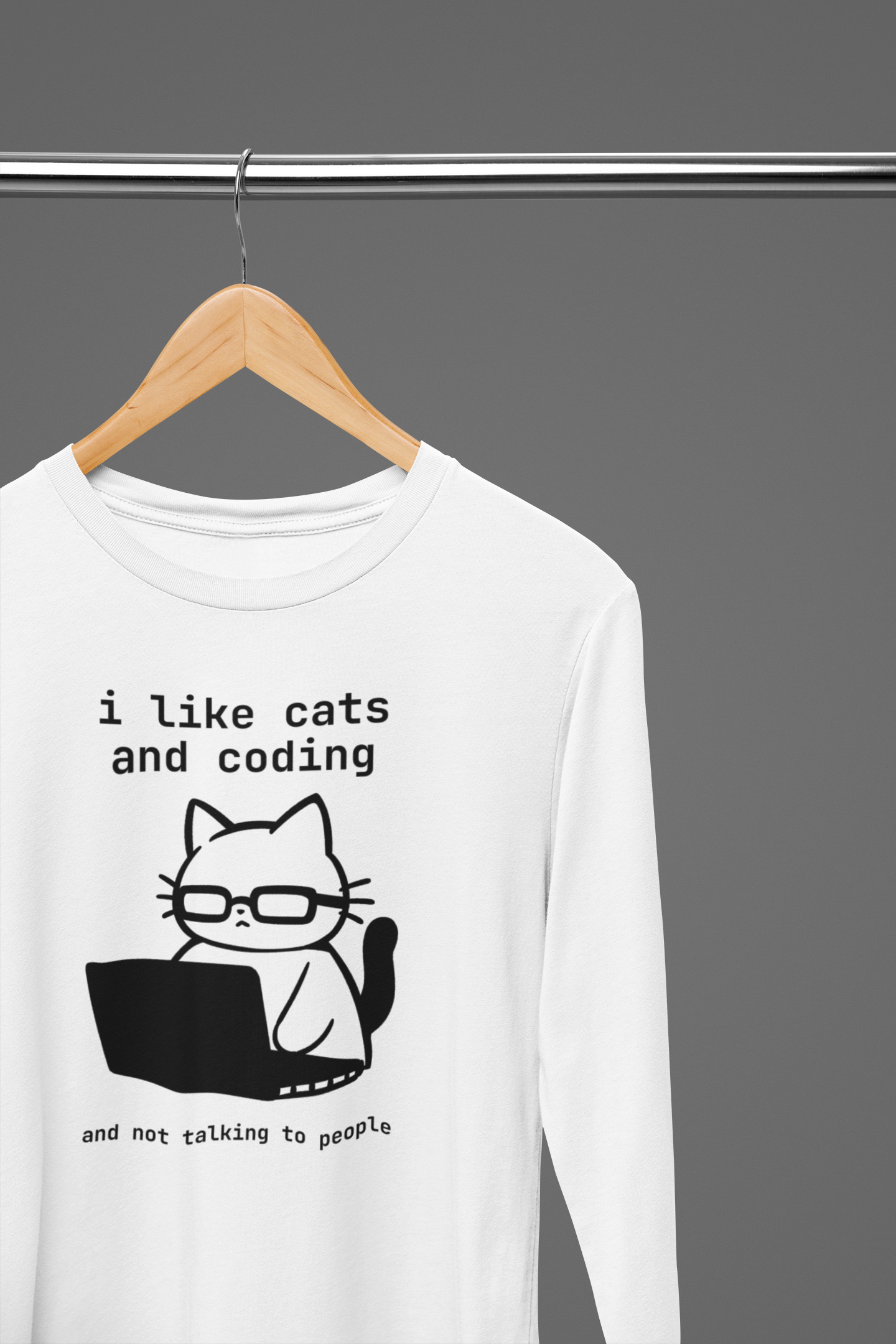 i like cats and coding and not talking to people Long Sleeve Tee