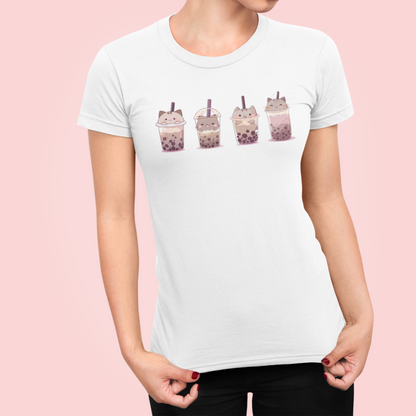 Boba Cat Party Women's Slim Fit Tee