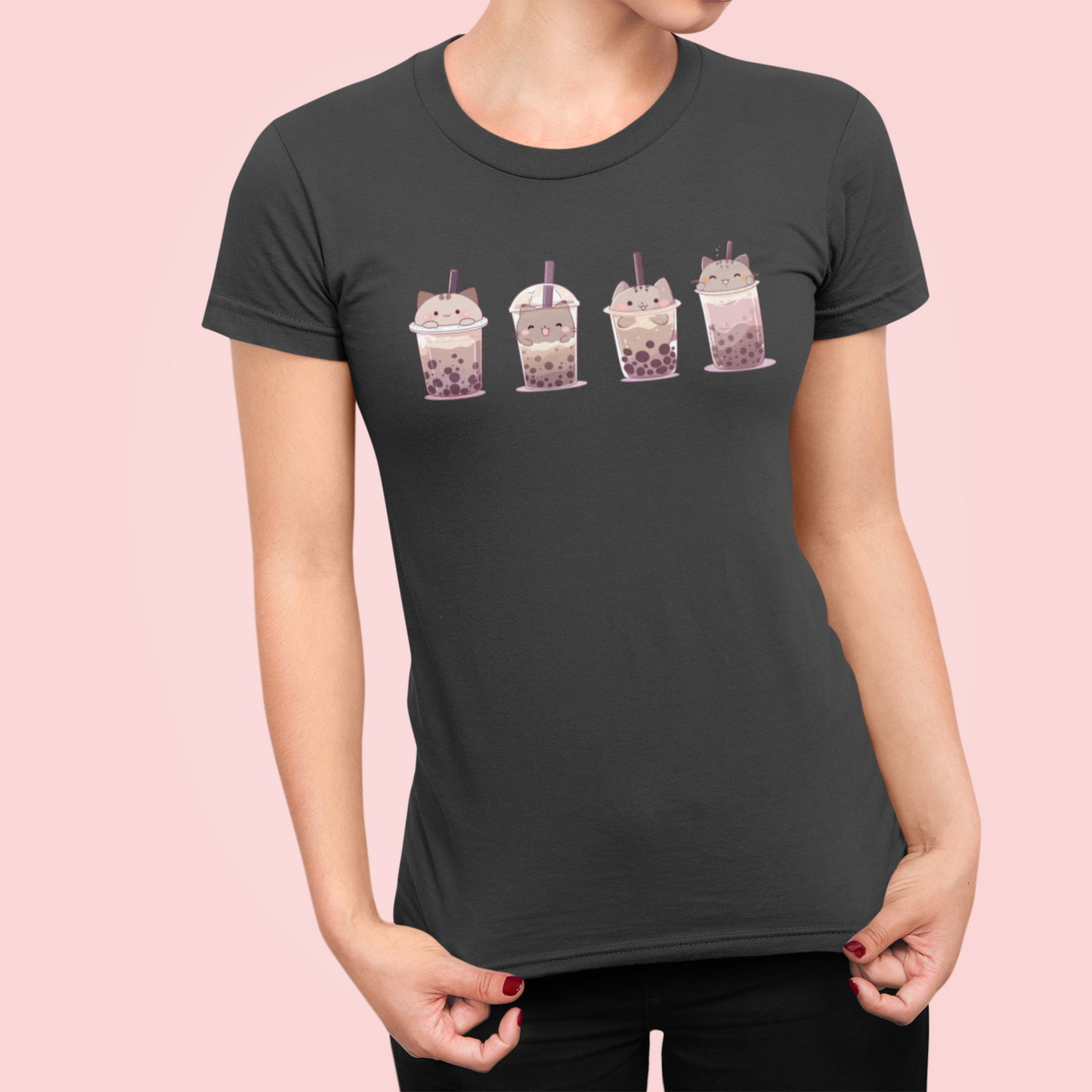 Boba Cat Party Women's Slim Fit Tee