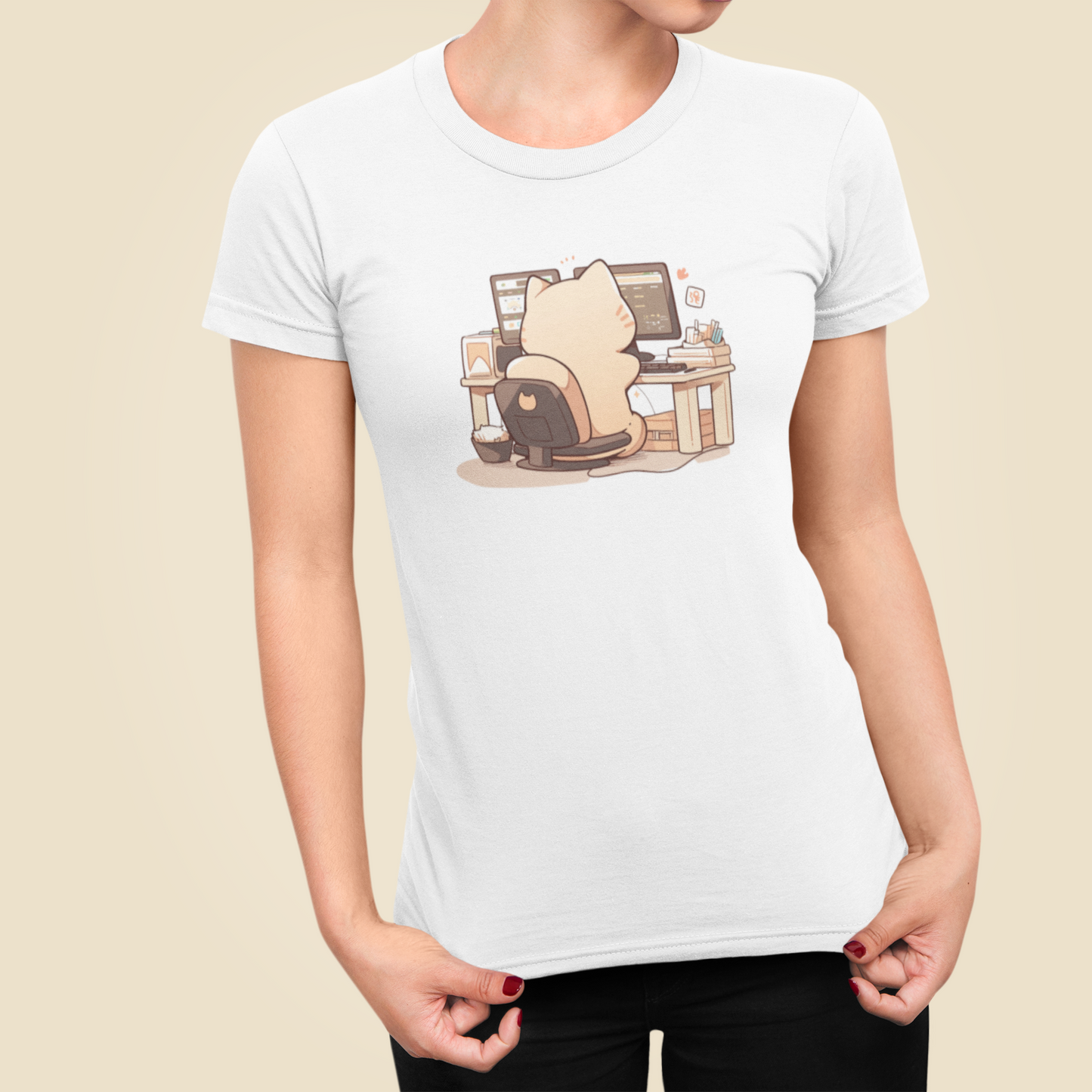 Tech-Savvy Cat Women's Slim Fit Tee