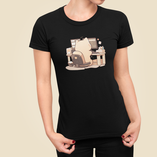 Tech-Savvy Cat Women's Slim Fit Tee