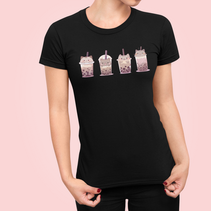 Boba Cat Party Women's Slim Fit Tee