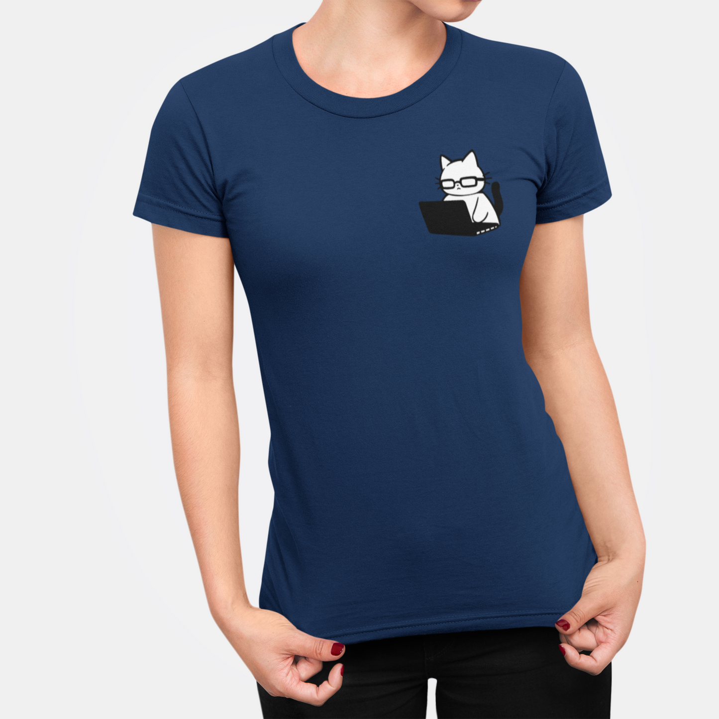 Nerd Cat Work Mode Women's Slim Fit Tee