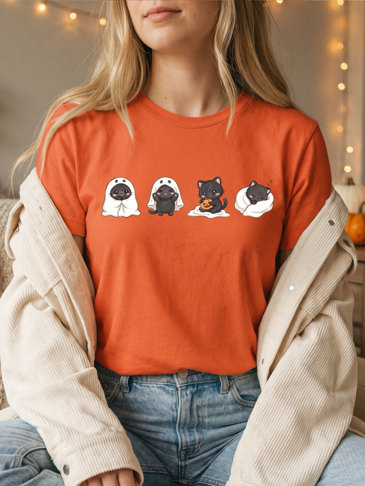 Little Boos Halloween Ghost Cat Tee