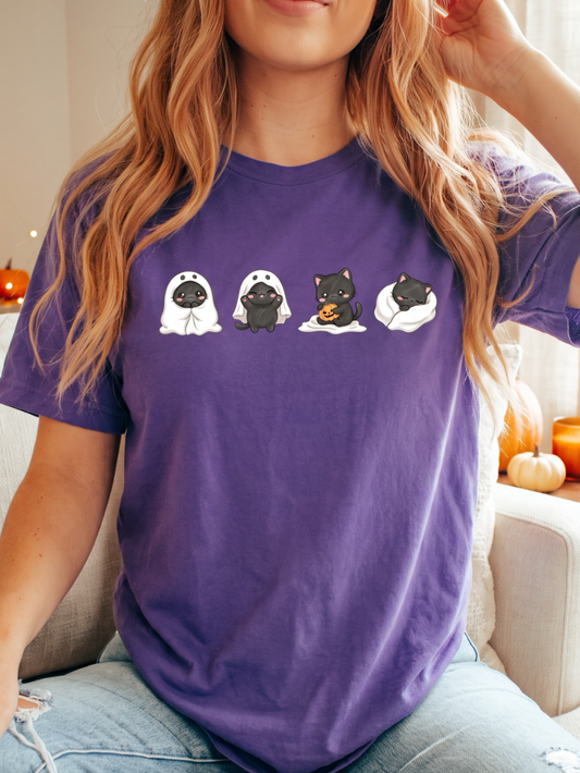 Little Boos Halloween Ghost Cat Tee