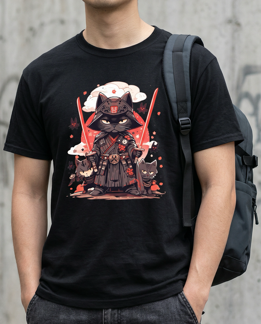 Meow of the Dark Side: Dark Samurai Cat T-Shirt