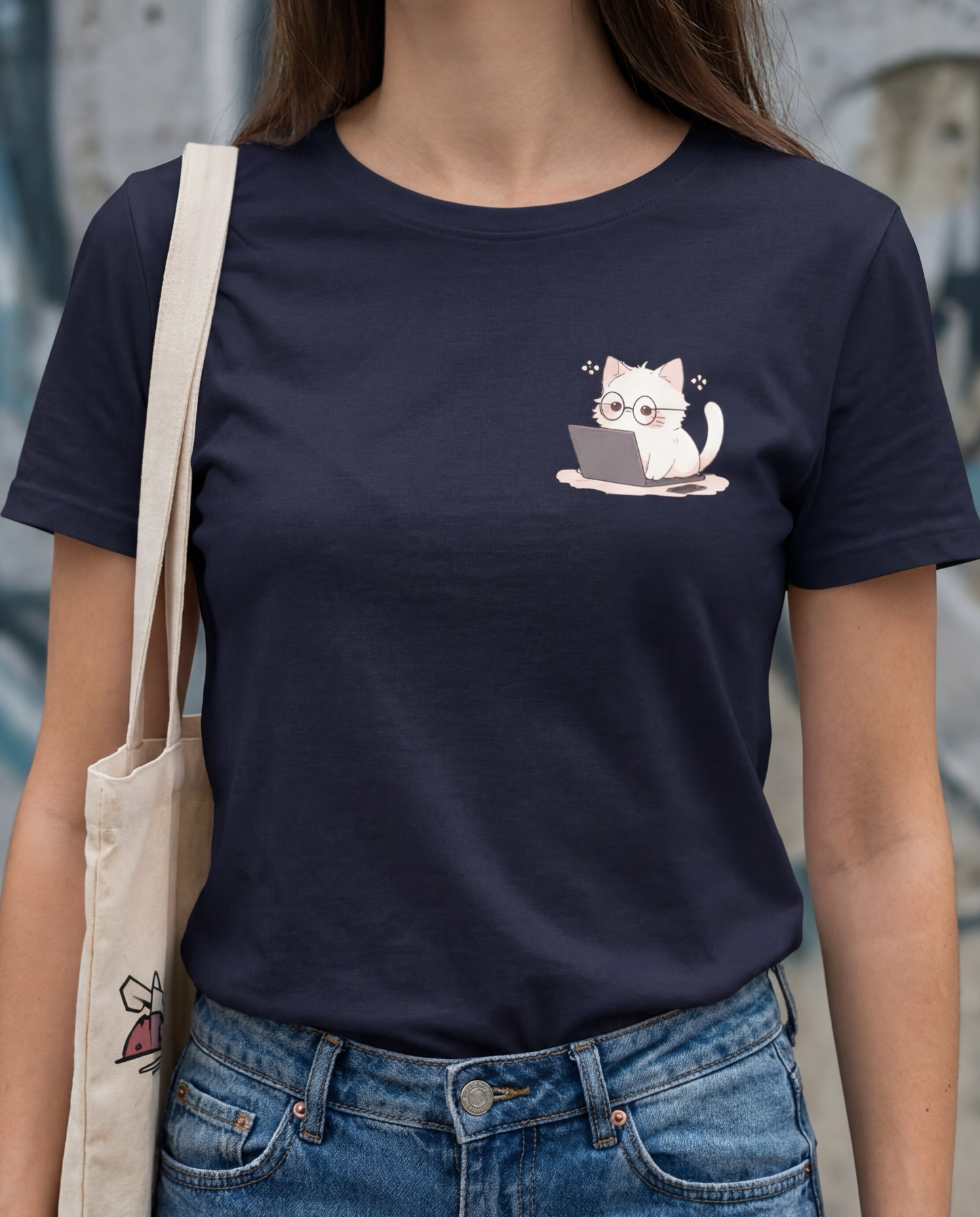Nerd Neko: Cute Cat Working on Laptop T-Shirt
