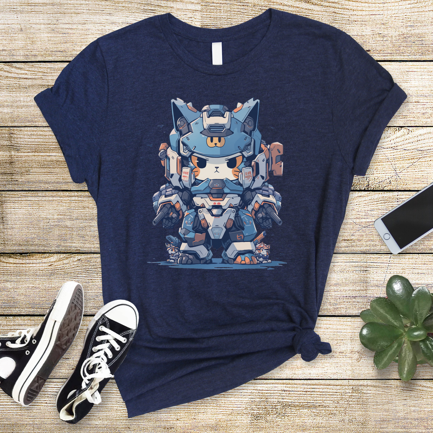 Azure Samurai Robo-Cat Tee