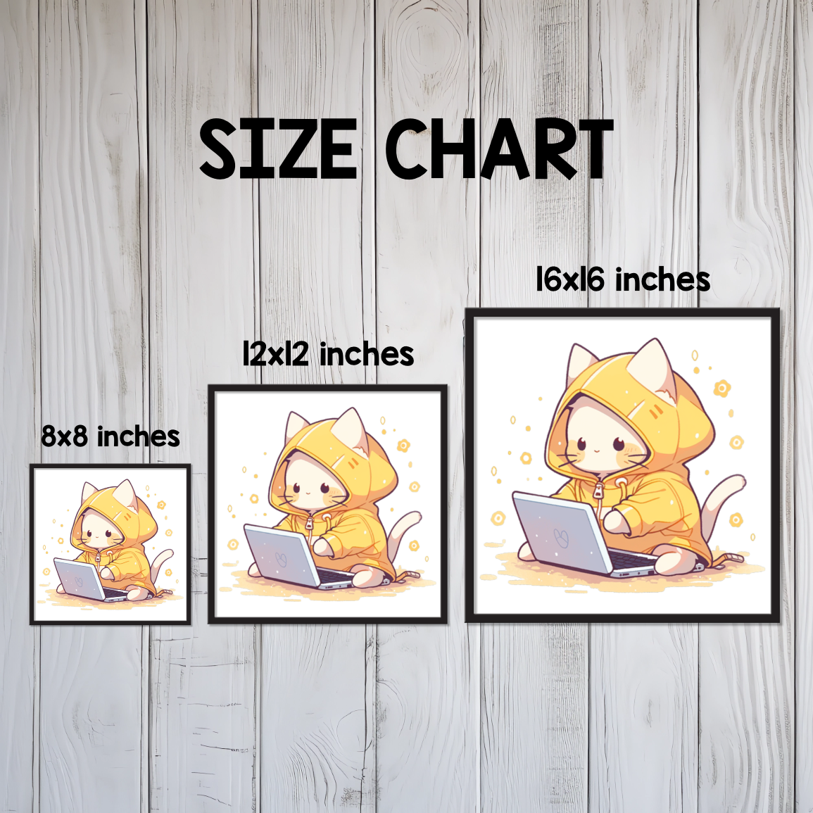 Kawaii Kitty Coder Framed Canvas Wall Art