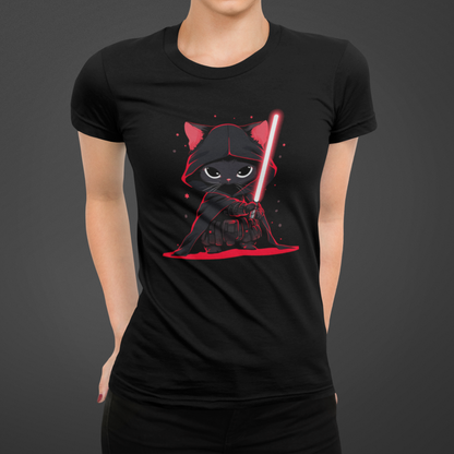 Cat Vader Women's Slim Fit Tee: Embrace the Feline Dark Side!