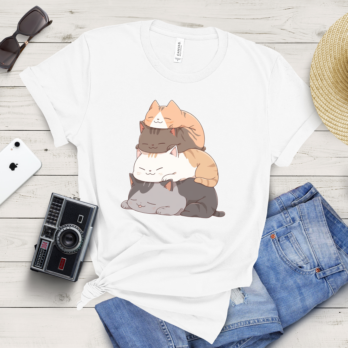 Kawaii Purrfect Pile-Up T-Shirt