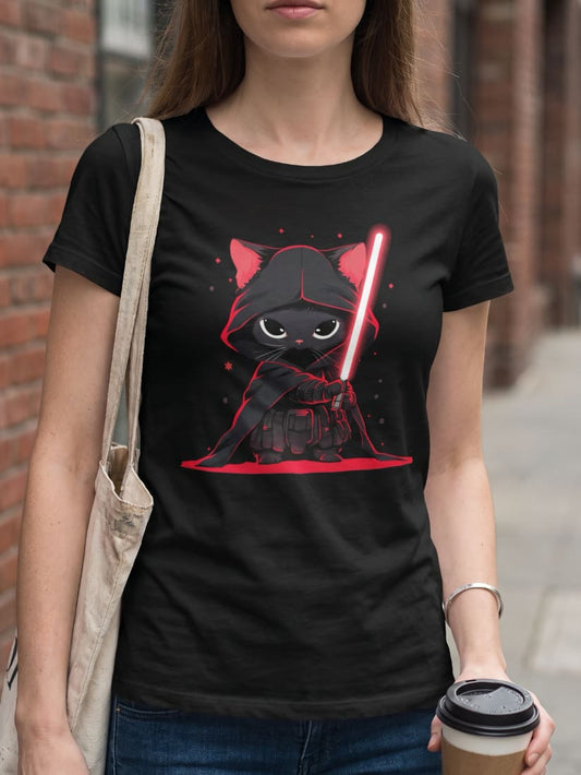 Dark Lord Cat Women's Slim Fit Tee: Embrace the Feline Shadow Side!